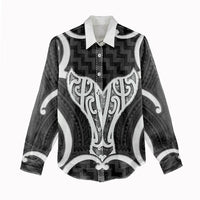 Aotearoa Atua Tangaroa Personalised Women Casual Shirt God Of The Sea Maori Whale Tail Black