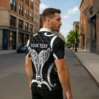Aotearoa Atua Tangaroa Personalised Zipper Polo Shirt God Of The Sea Maori Whale Tail Black