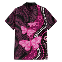 Think Pink Breast Cancer Awareness Hawaiian Shirt Butterfly Aboriginal Mix Polynesian Pattern