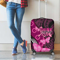 Think Pink Breast Cancer Awareness Luggage Cover Butterfly Aboriginal Mix Polynesian Pattern