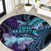 You Matter Suicide Prevention Awareness Round Carpet Butterfly Aboriginal Mix Polynesian Pattern