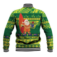 Cook Islands Christmas Baseball Jacket Surfing Santa Mere Kiritimiti - Polynesian Pride