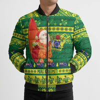 Cook Islands Christmas Bomber Puffer Jacket Surfing Santa Mere Kiritimiti - Polynesian Pride
