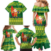 Cook Islands Christmas Family Matching Mermaid Dress and Hawaiian Shirt Surfing Santa Mere Kiritimiti - Polynesian Pride