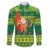 Cook Islands Christmas Family Matching Mermaid Dress and Hawaiian Shirt Surfing Santa Mere Kiritimiti - Polynesian Pride