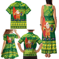 Cook Islands Christmas Family Matching Tank Maxi Dress and Hawaiian Shirt Surfing Santa Mere Kiritimiti - Polynesian Pride