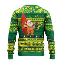 Cook Islands Christmas Ugly Christmas Sweater Surfing Santa Mere Kiritimiti - Polynesian Pride