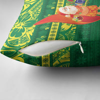 Cook Islands Christmas Pillow Cover Surfing Santa Mere Kiritimiti - Polynesian Pride