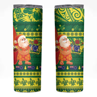 Cook Islands Christmas Skinny Tumbler Surfing Santa Mere Kiritimiti - Polynesian Pride