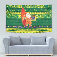 Cook Islands Christmas Tapestry Surfing Santa Mere Kiritimiti - Polynesian Pride