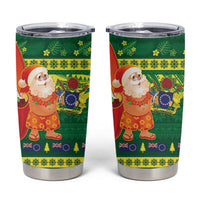Cook Islands Christmas Tumbler Cup Surfing Santa Mere Kiritimiti LT14 Green - Polynesian Pride