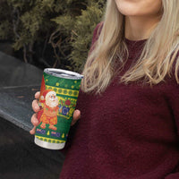 Cook Islands Christmas Tumbler Cup Surfing Santa Mere Kiritimiti LT14 - Polynesian Pride
