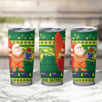 Cook Islands Christmas Tumbler Cup Surfing Santa Mere Kiritimiti LT14 - Polynesian Pride