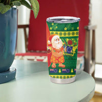 Cook Islands Christmas Tumbler Cup Surfing Santa Mere Kiritimiti LT14 - Polynesian Pride