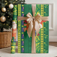 Cook Islands Christmas Wrapping Paper Surfing Santa Mere Kiritimiti - Polynesian Pride