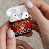 French Polynesia Christmas AirPods Case Tiare Chilling Santa Oaoa I teie Noera - Polynesian Pride