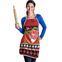 French Polynesia Christmas Apron Tiare Chilling Santa Oaoa I teie Noera - Polynesian Pride