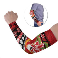 French Polynesia Christmas Arm Sleeves Tiare Chilling Santa Oaoa I teie Noera - Polynesian Pride
