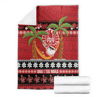 French Polynesia Christmas Blanket Tiare Chilling Santa Oaoa I teie Noera - Polynesian Pride