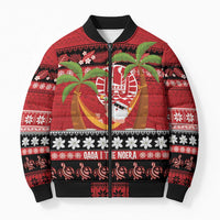 French Polynesia Christmas Bomber Puffer Jacket Tiare Chilling Santa Oaoa I teie Noera LT14 Unisex Red - Polynesian Pride