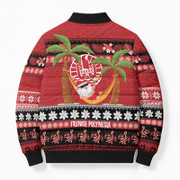 French Polynesia Christmas Bomber Puffer Jacket Tiare Chilling Santa Oaoa I teie Noera LT14 - Polynesian Pride