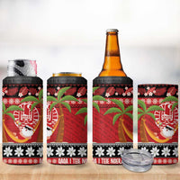 French Polynesia Christmas 4 in 1 Can Cooler Tumbler Tiare Chilling Santa Oaoa I teie Noera - Polynesian Pride