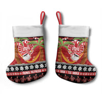 French Polynesia Christmas Stocking Tiare Chilling Santa Oaoa I teie Noera - Polynesian Pride