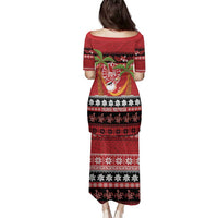 French Polynesia Christmas Family Matching Puletasi and Hawaiian Shirt Tiare Chilling Santa Oaoa I teie Noera - Polynesian Pride