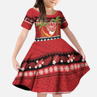 French Polynesia Christmas Family Matching Short Sleeve Bodycon Dress and Hawaiian Shirt Tiare Chilling Santa Oaoa I teie Noera - Polynesian Pride