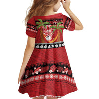 French Polynesia Christmas Family Matching Short Sleeve Bodycon Dress and Hawaiian Shirt Tiare Chilling Santa Oaoa I teie Noera - Polynesian Pride
