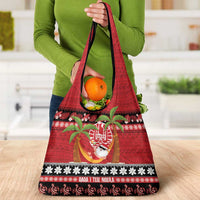 French Polynesia Christmas Grocery Bag Tiare Chilling Santa Oaoa I teie Noera - Polynesian Pride
