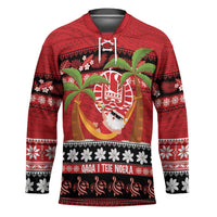 French Polynesia Christmas Hockey Jersey Tiare Chilling Santa Oaoa I teie Noera - Polynesian Pride