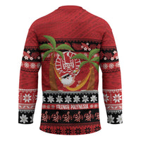 French Polynesia Christmas Hockey Jersey Tiare Chilling Santa Oaoa I teie Noera - Polynesian Pride