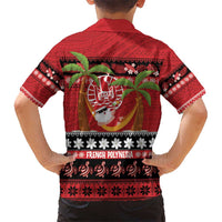 French Polynesia Christmas Kid Hawaiian Shirt Tiare Chilling Santa Oaoa I teie Noera - Polynesian Pride