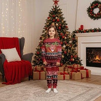 French Polynesia Christmas Pajama Set Tiare Chilling Santa Oaoa I teie Noera LT14 Kid Red - Polynesian Pride