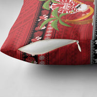 French Polynesia Christmas Pillow Cover Tiare Chilling Santa Oaoa I teie Noera - Polynesian Pride