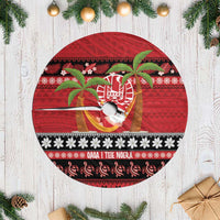 French Polynesia Christmas Tree Skirt Tiare Chilling Santa Oaoa I teie Noera LT14 Casual Red - Polynesian Pride
