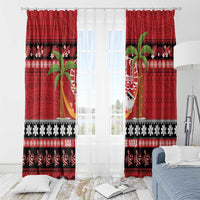 French Polynesia Christmas Window Curtain Tiare Chilling Santa Oaoa I teie Noera - Polynesian Pride