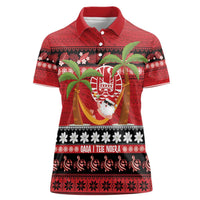 French Polynesia Christmas Women Polo Shirt Tiare Chilling Santa Oaoa I teie Noera - Polynesian Pride