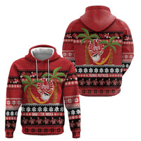 French Polynesia Christmas Zip Hoodie Tiare Chilling Santa Oaoa I teie Noera - Polynesian Pride