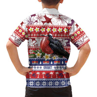 Kiribati Christmas Family Matching Off Shoulder Maxi Dress and Hawaiian Shirt Frigatebird Santa Tekeraoi n te Kiritimati - Polynesian Pride