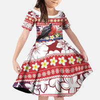 Kiribati Christmas Family Matching Off Shoulder Maxi Dress and Hawaiian Shirt Frigatebird Santa Tekeraoi n te Kiritimati - Polynesian Pride