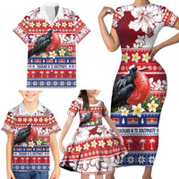 Kiribati Christmas Family Matching Short Sleeve Bodycon Dress and Hawaiian Shirt Frigatebird Santa Tekeraoi n te Kiritimati - Polynesian Pride