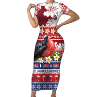Kiribati Christmas Family Matching Short Sleeve Bodycon Dress and Hawaiian Shirt Frigatebird Santa Tekeraoi n te Kiritimati - Polynesian Pride
