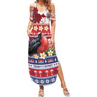 Kiribati Christmas Family Matching Summer Maxi Dress and Hawaiian Shirt Frigatebird Santa Tekeraoi n te Kiritimati - Polynesian Pride