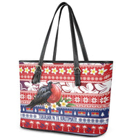 Kiribati Christmas Leather Tote Bag Frigatebird Santa Tekeraoi n te Kiritimati - Polynesian Pride