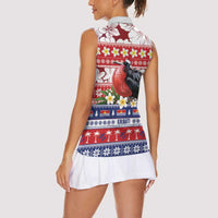 Kiribati Christmas Women Sleeveless Polo Shirt Frigatebird Santa Tekeraoi n te Kiritimati - Polynesian Pride