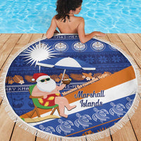 Marshall Islands Christmas Beach Blanket Beachy Santa Monono ilo raaneoan Nejin - Polynesian Pride