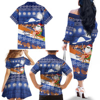 Marshall Islands Christmas Family Matching Off The Shoulder Long Sleeve Dress and Hawaiian Shirt Beachy Santa Monono ilo raaneoan Nejin - Polynesian Pride