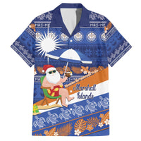 Marshall Islands Christmas Family Matching Off The Shoulder Long Sleeve Dress and Hawaiian Shirt Beachy Santa Monono ilo raaneoan Nejin - Polynesian Pride